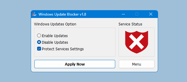 Windows Update Blocker with updates disabled