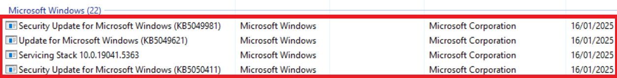 Windows 10 2025 updates to uninstall